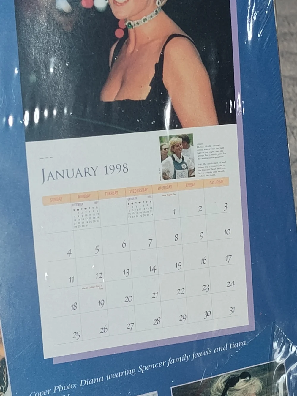 NWT & Sealed! Diana The People's Princess 1998 Calendar - Blue & Teal Cover